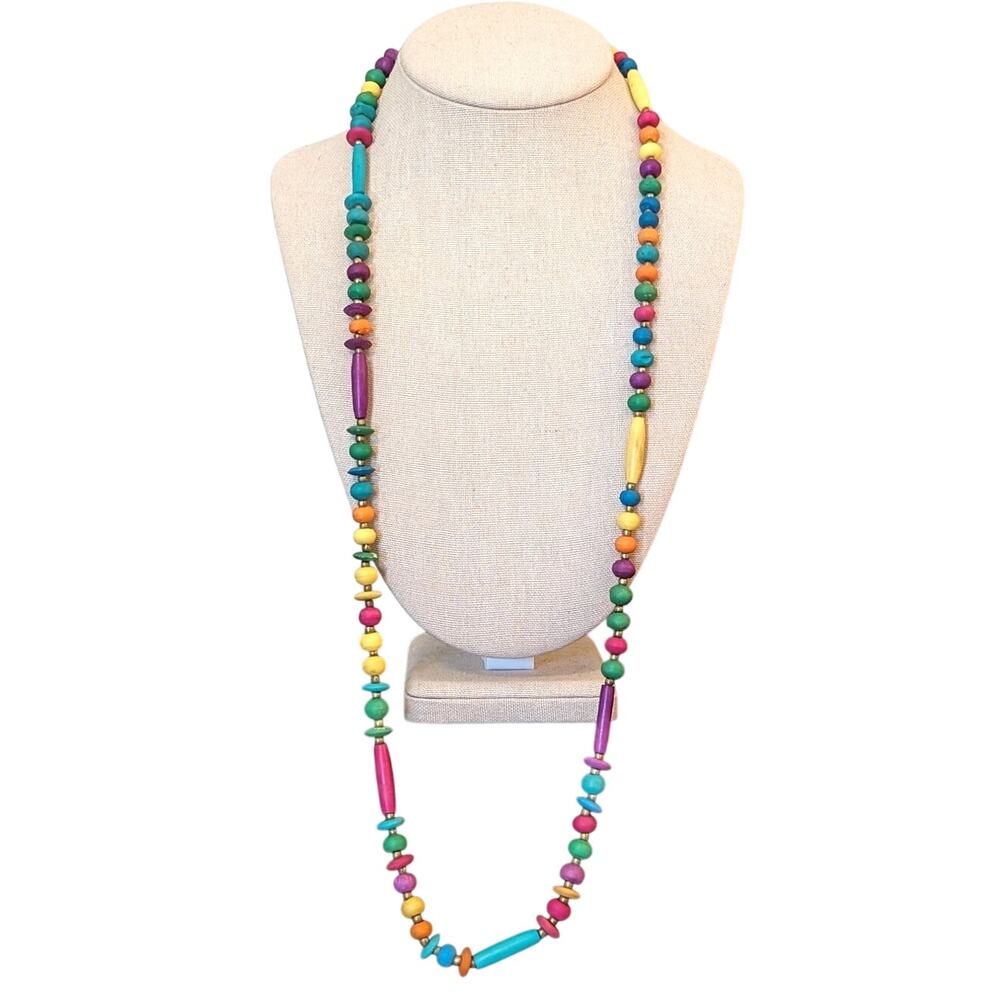Multi-Color Round & Oblong Beaded 34" Necklace - Picture 6 of 6